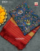 Traditional Hathi Popat Red and Blue Semi Double Ikat Rajkot Patola Dupatta