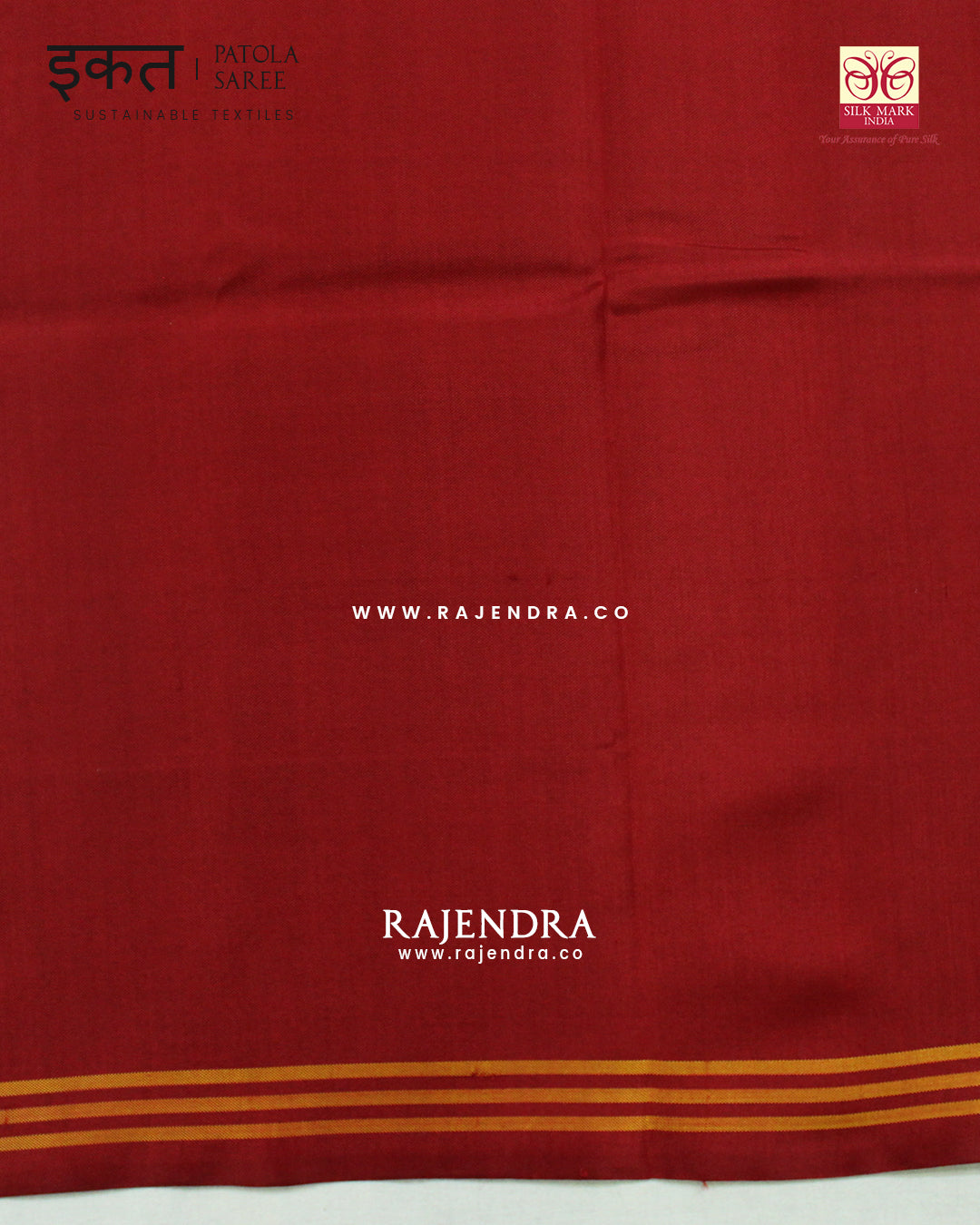 Traditional Hathi Popat Design Red and Blue Semi Double Ikat Rajkot Patola Saree