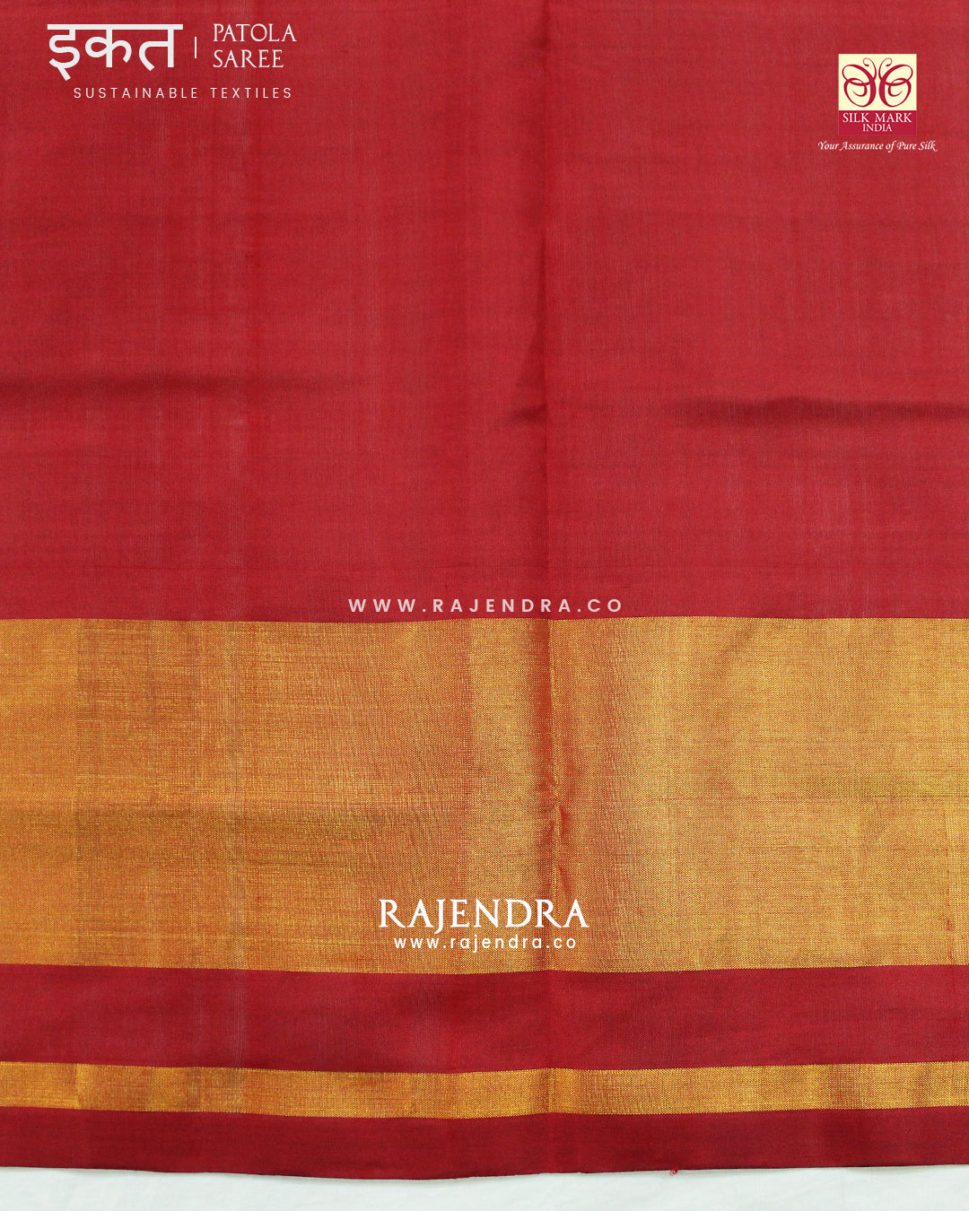 Traditional Navratna Red and Blue Single Ikat Rajkot Patola Saree