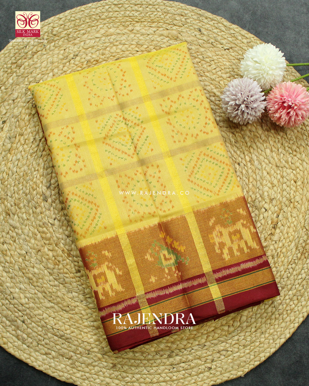 Traditional Bandhani Design Red and Cream Zari Checks Rajkot Patola Saree