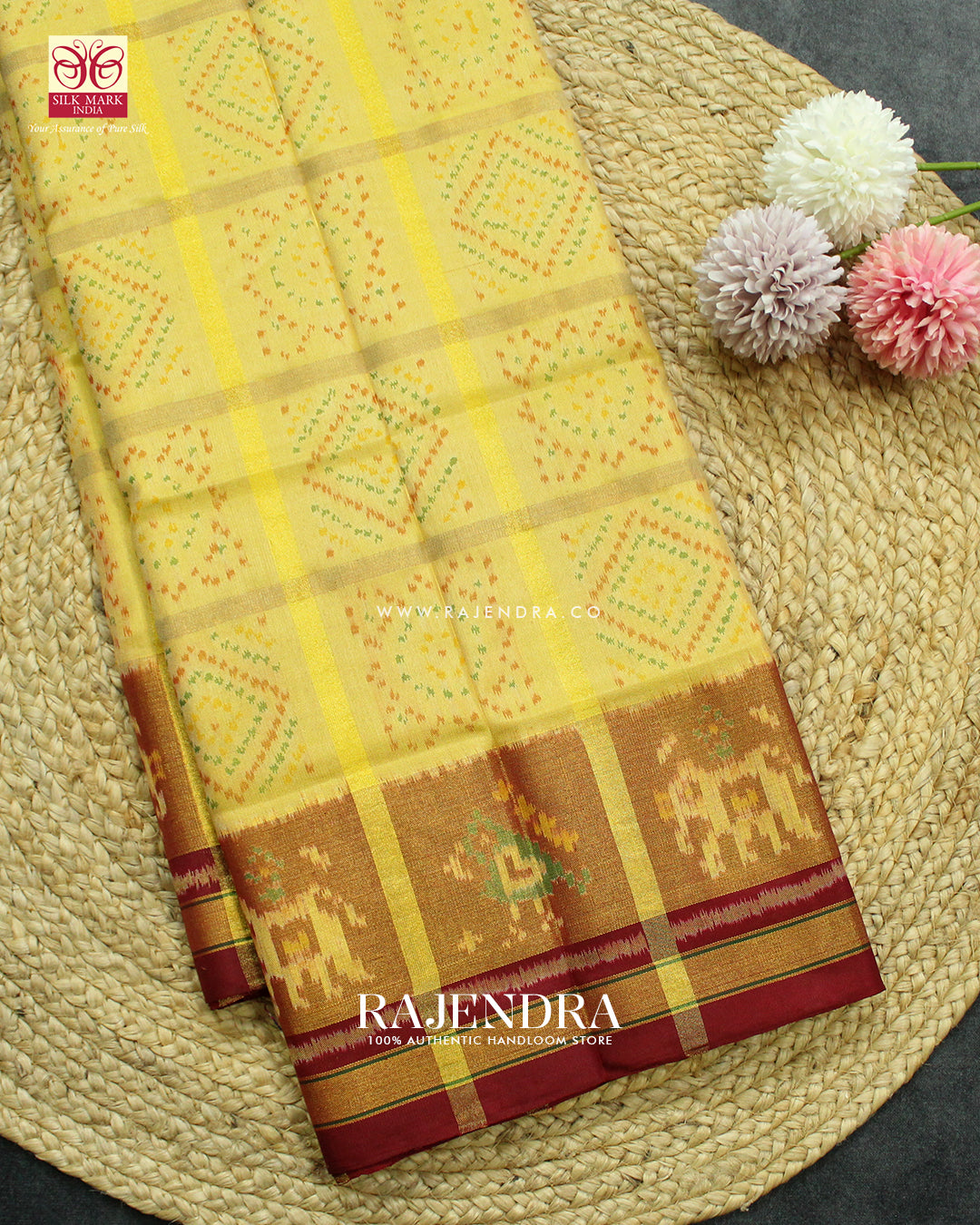 Traditional Bandhani Design Red and Cream Zari Checks Rajkot Patola Saree