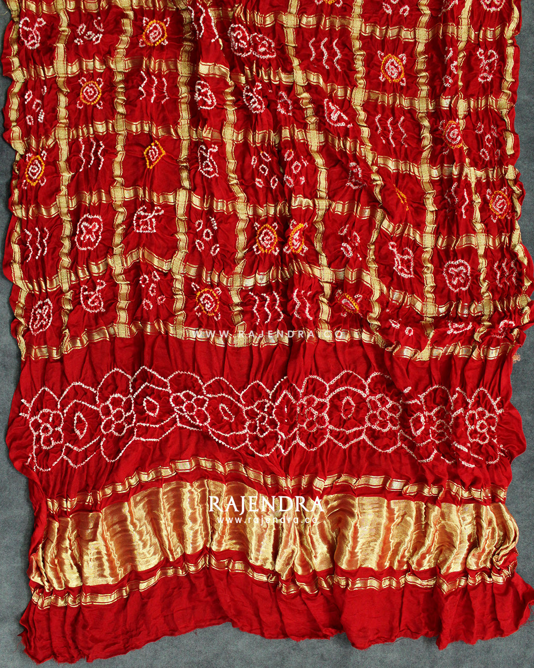 Traditional Red Pure Gaji Silk Gharchola Bandhani Dupatta