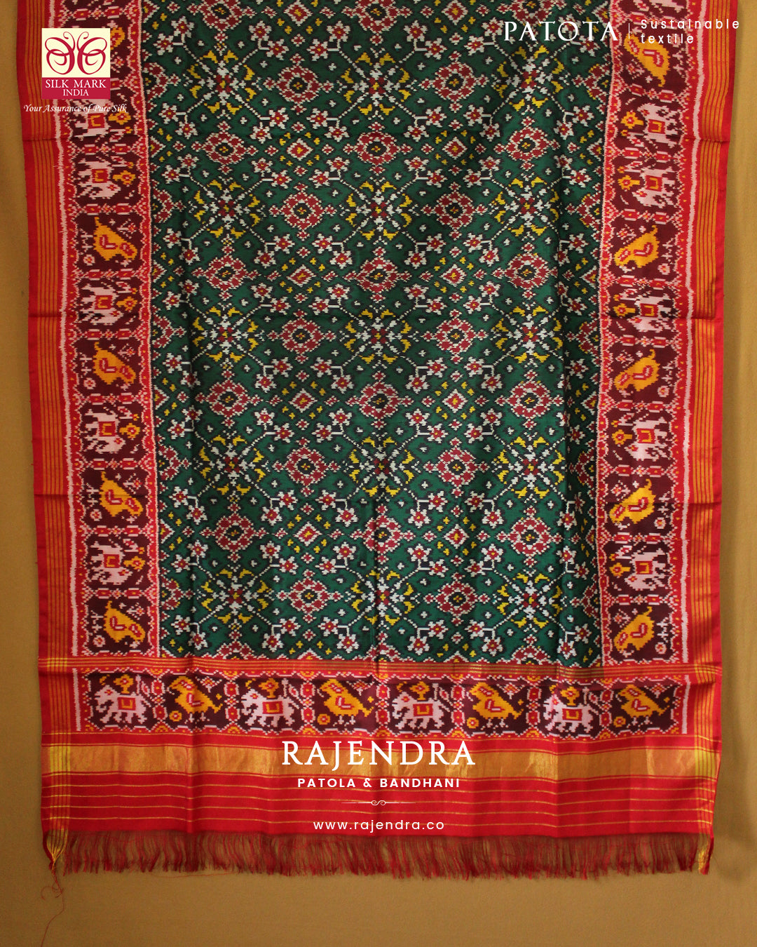 Traditional Navratna Bhat Semi Double Weave Rajkot Patola Dupatta