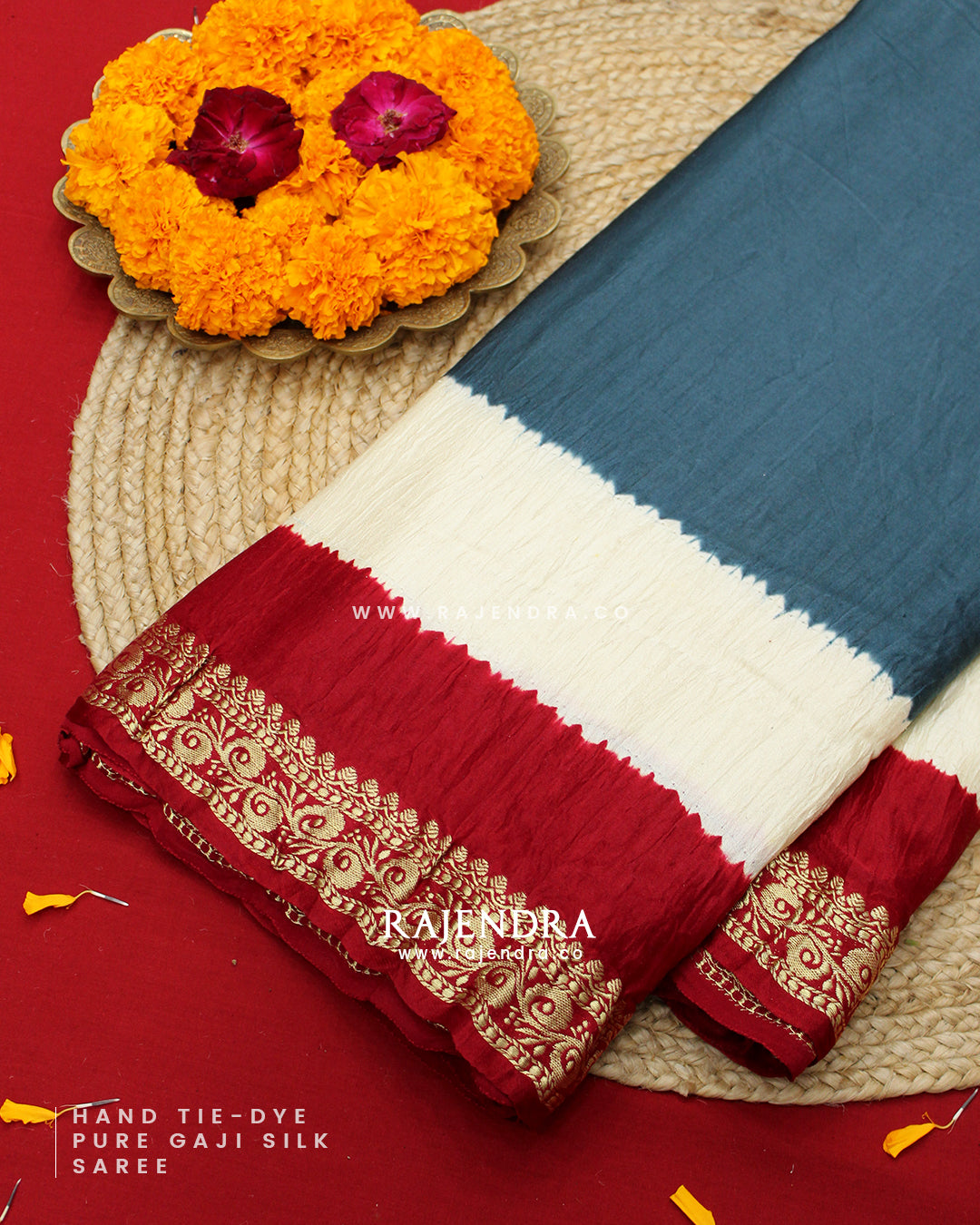 Exclusive Hand Tie-Dye Multicolor Pure Gaji Silk Saree
