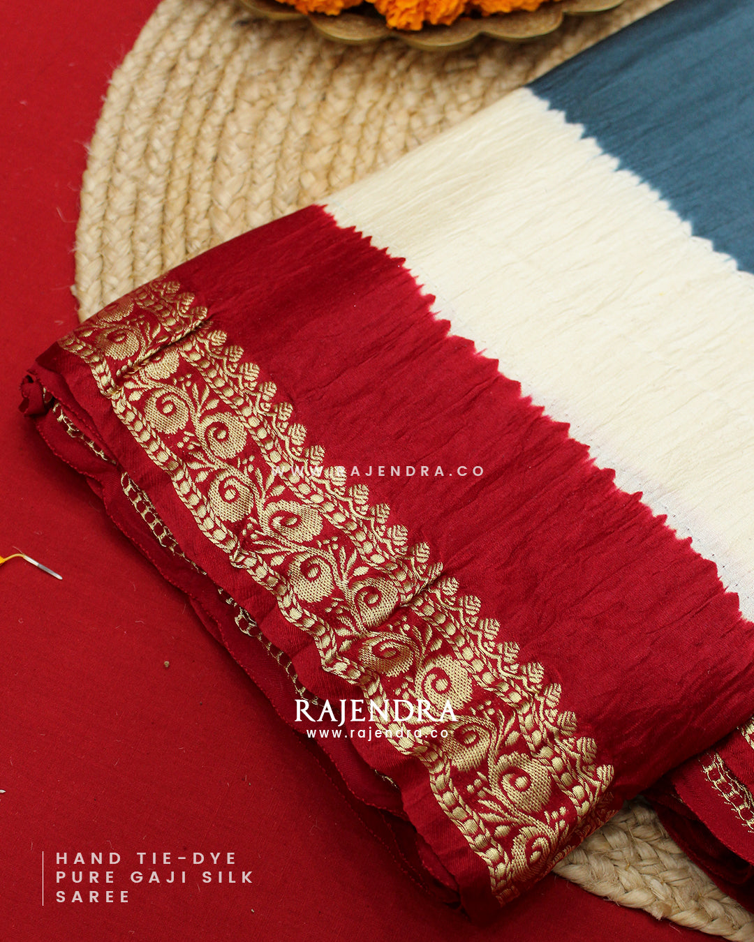 Exclusive Hand Tie-Dye Multicolor Pure Gaji Silk Saree