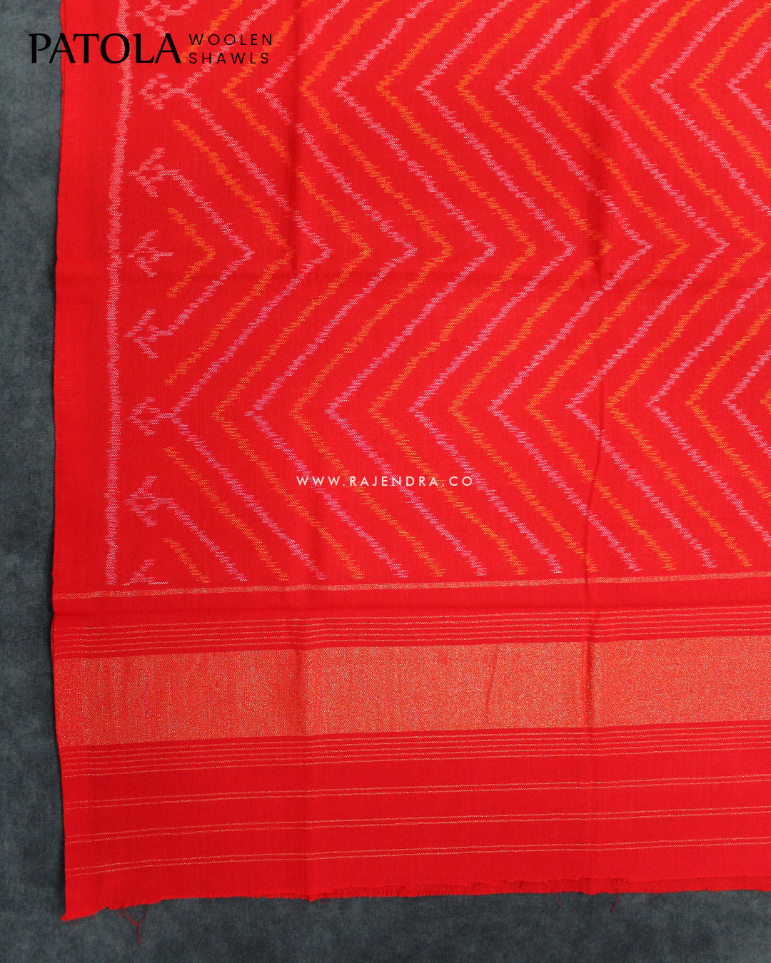Handwoven Laheriya Design Red Woolen Patola Shawls
