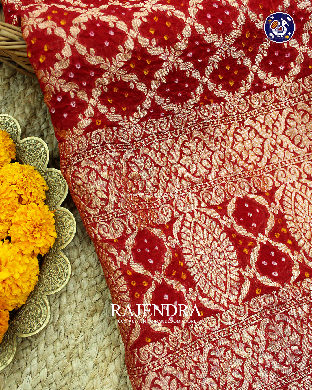Traditional Red Pure Georgette Banarasi Bandhani Dupatta