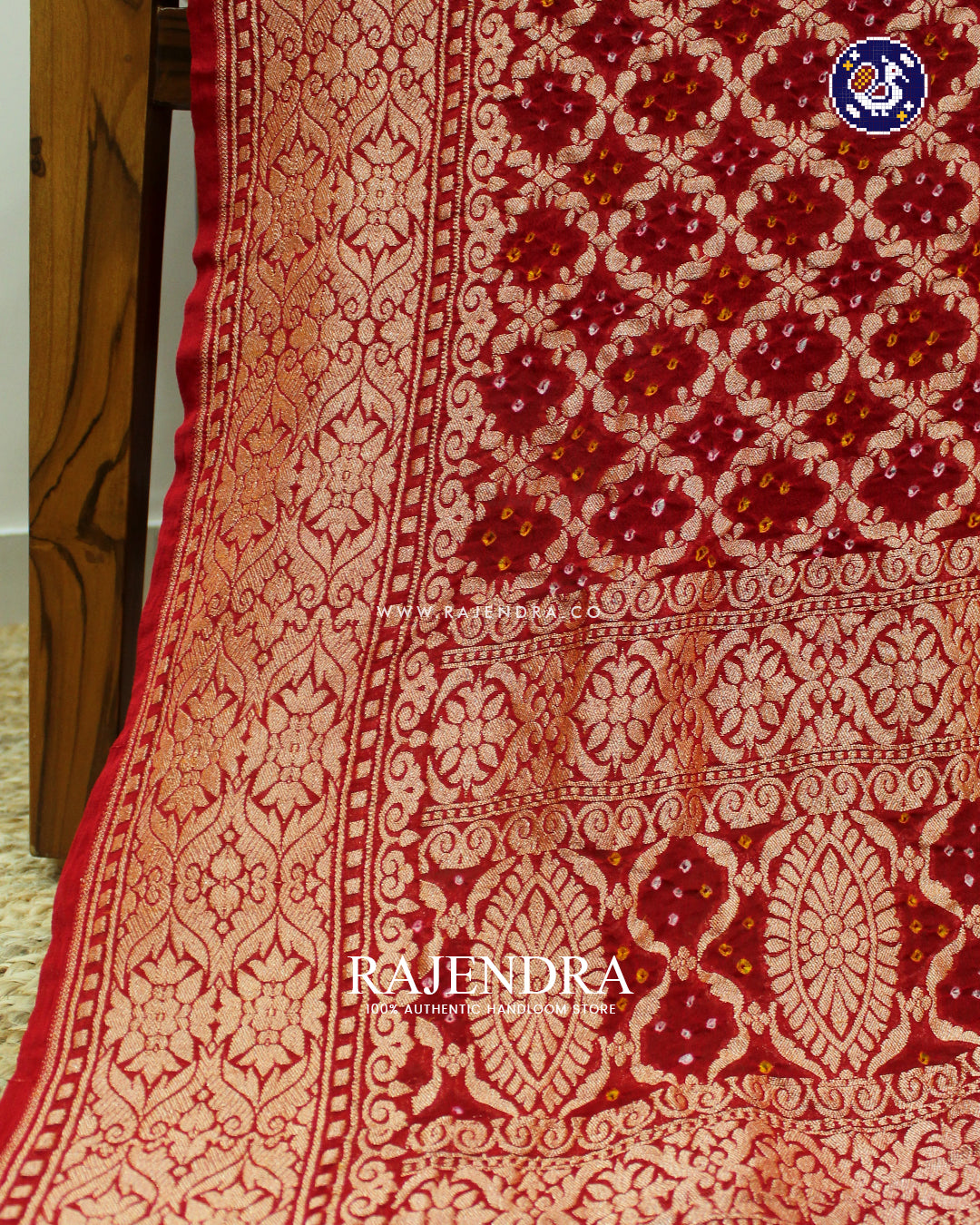 Traditional Red Pure Georgette Banarasi Bandhani Dupatta
