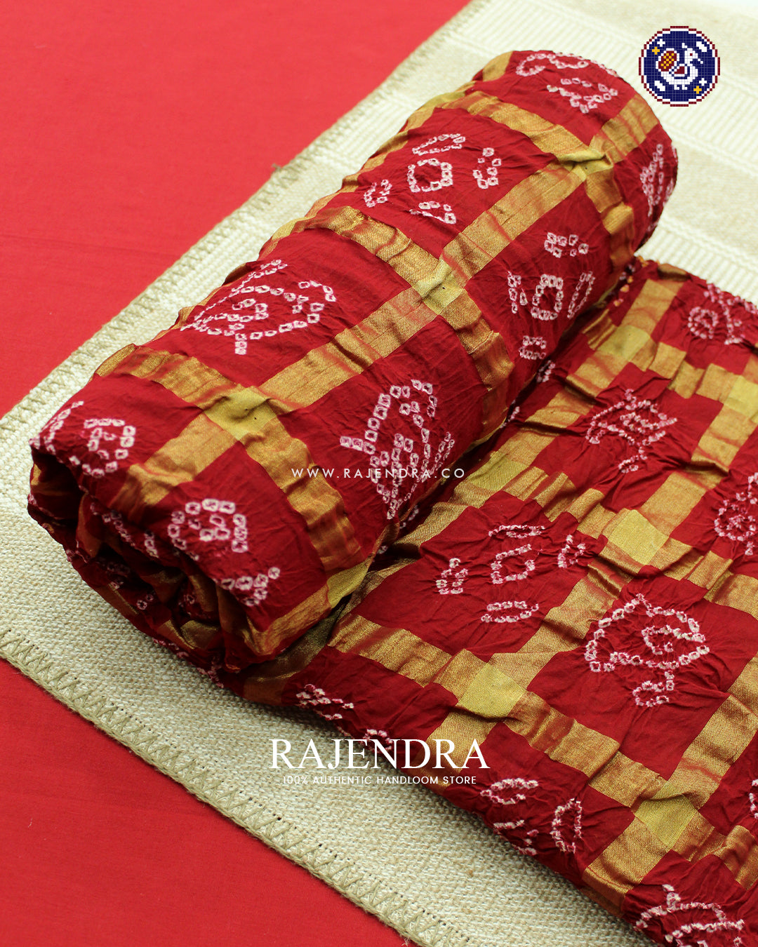 Traditional Gharchola Pure Cotton Red Bandhani Saree