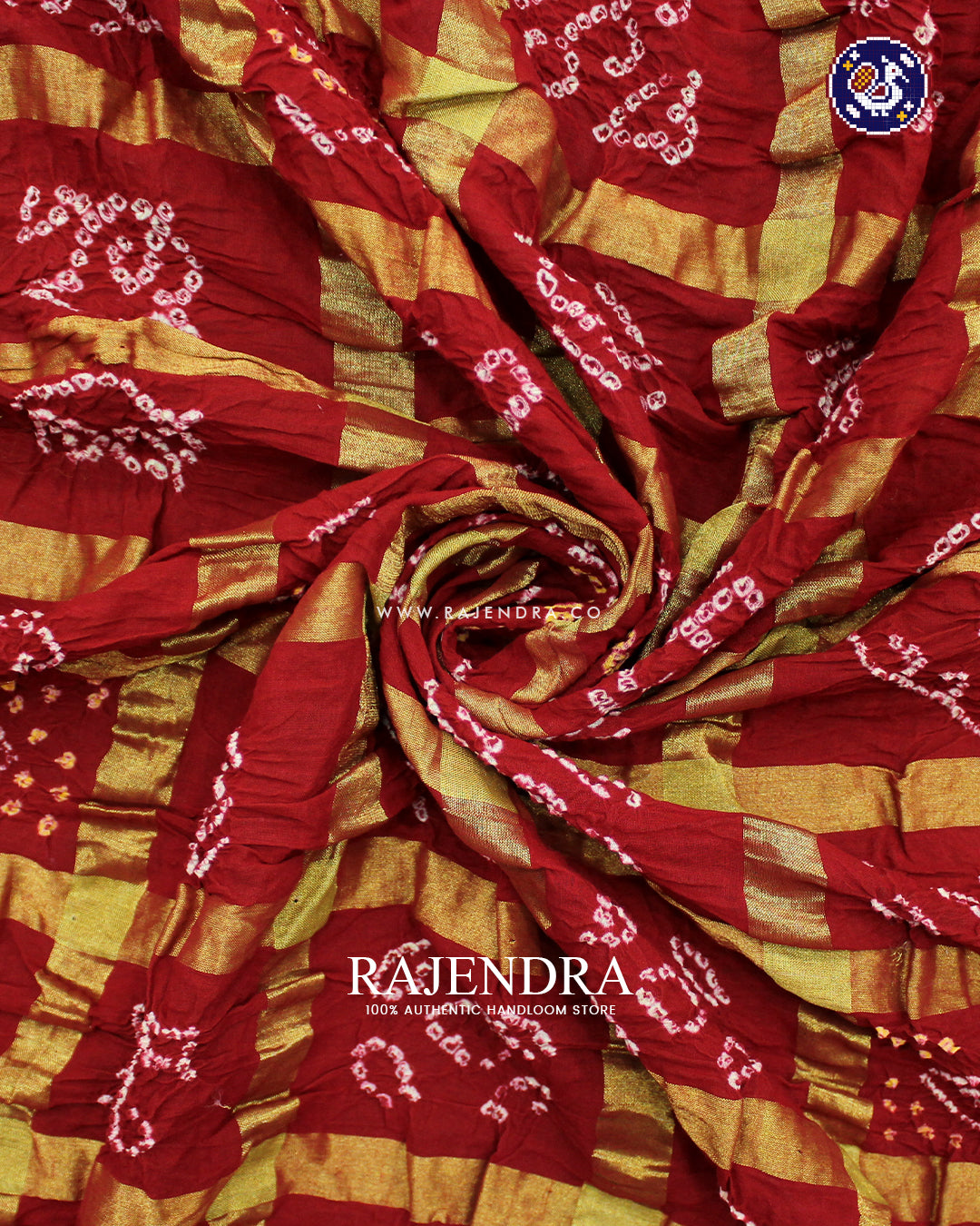 Traditional Gharchola Pure Cotton Red Bandhani Saree