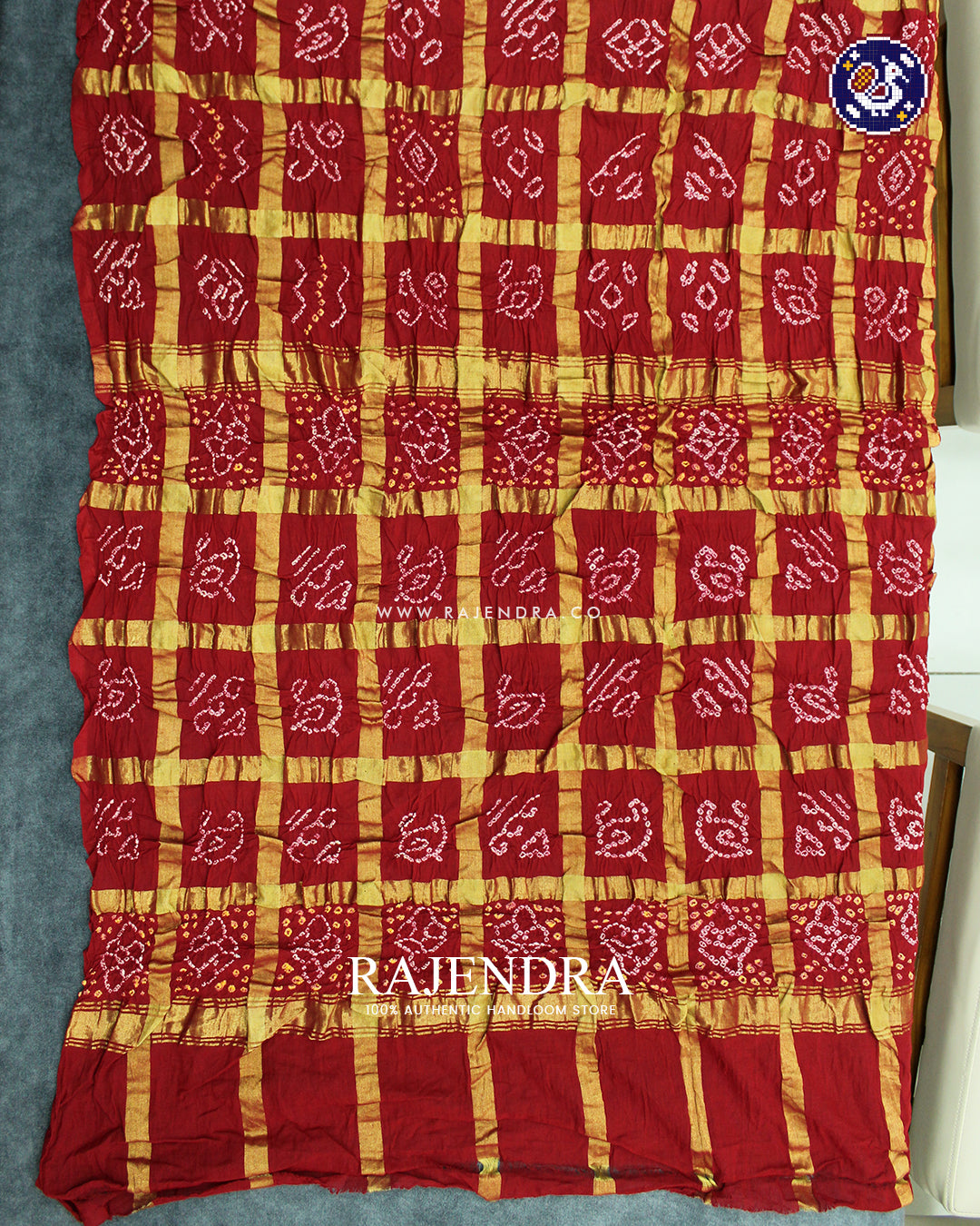 Traditional Gharchola Pure Cotton Red Bandhani Saree