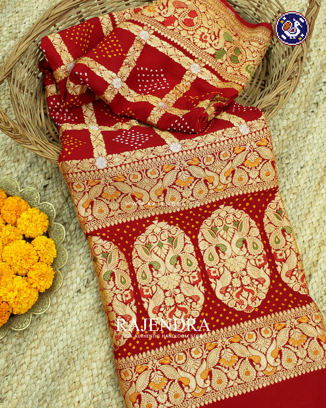 Exclusive Gharchola Design Red Banarasi Bandhani Dupatta