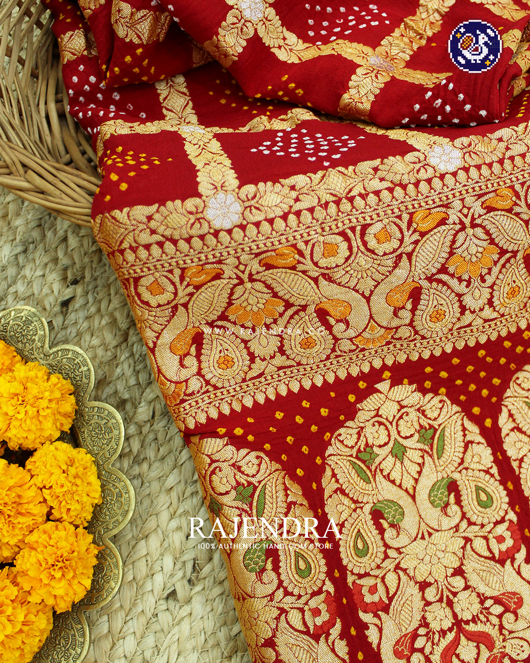 Exclusive Gharchola Design Red Banarasi Bandhani Dupatta