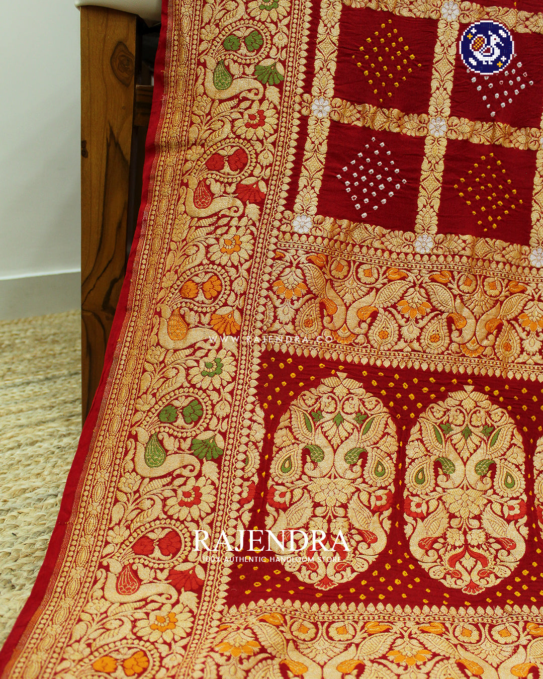 Exclusive Gharchola Design Red Banarasi Bandhani Dupatta