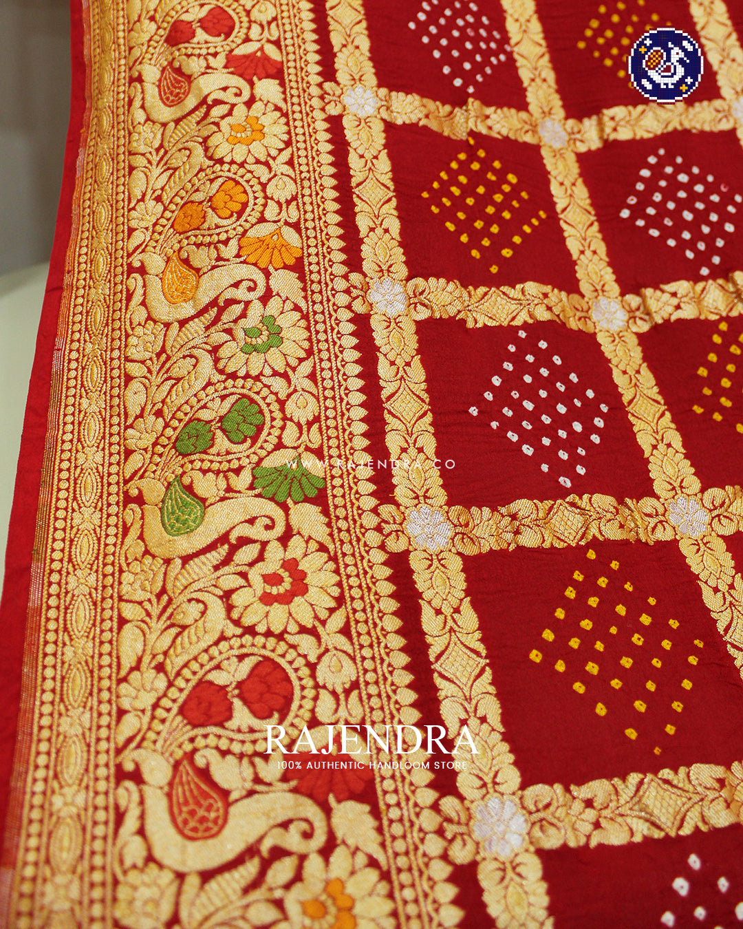 Exclusive Gharchola Design Red Banarasi Bandhani Dupatta
