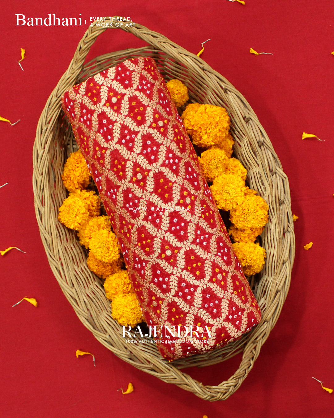 Traditional Pure Georgette Red Banarasi Bandhani Saree