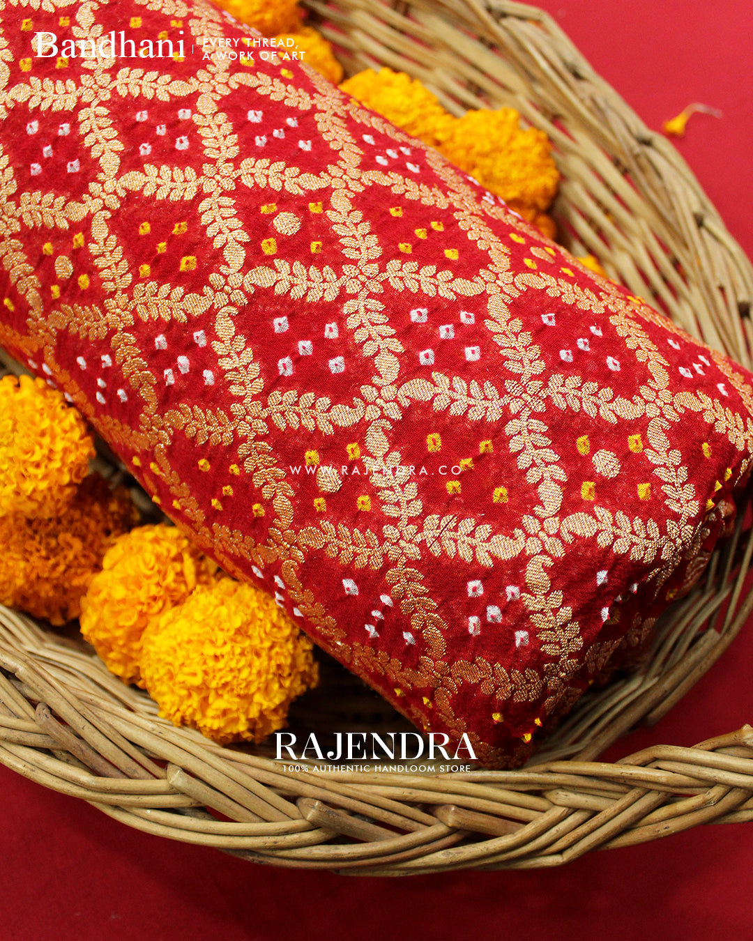 Traditional Pure Georgette Red Banarasi Bandhani Saree
