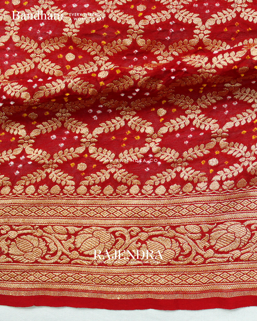 Traditional Pure Georgette Red Banarasi Bandhani Saree