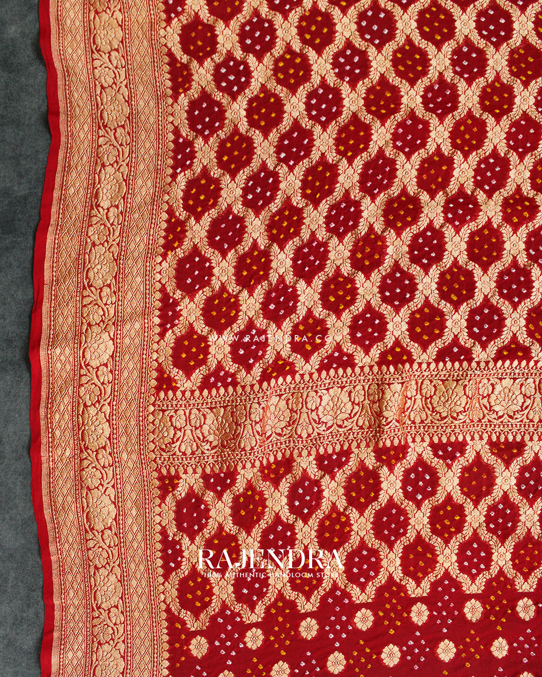 Traditional Khadi Georgette Red Banarasi Bandhani Saree