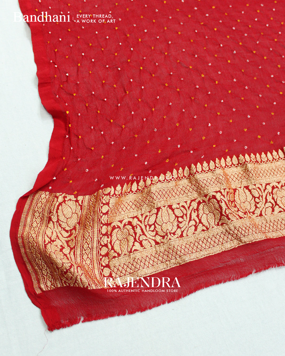 Traditional Pure Georgette Red Banarasi Bandhani Saree