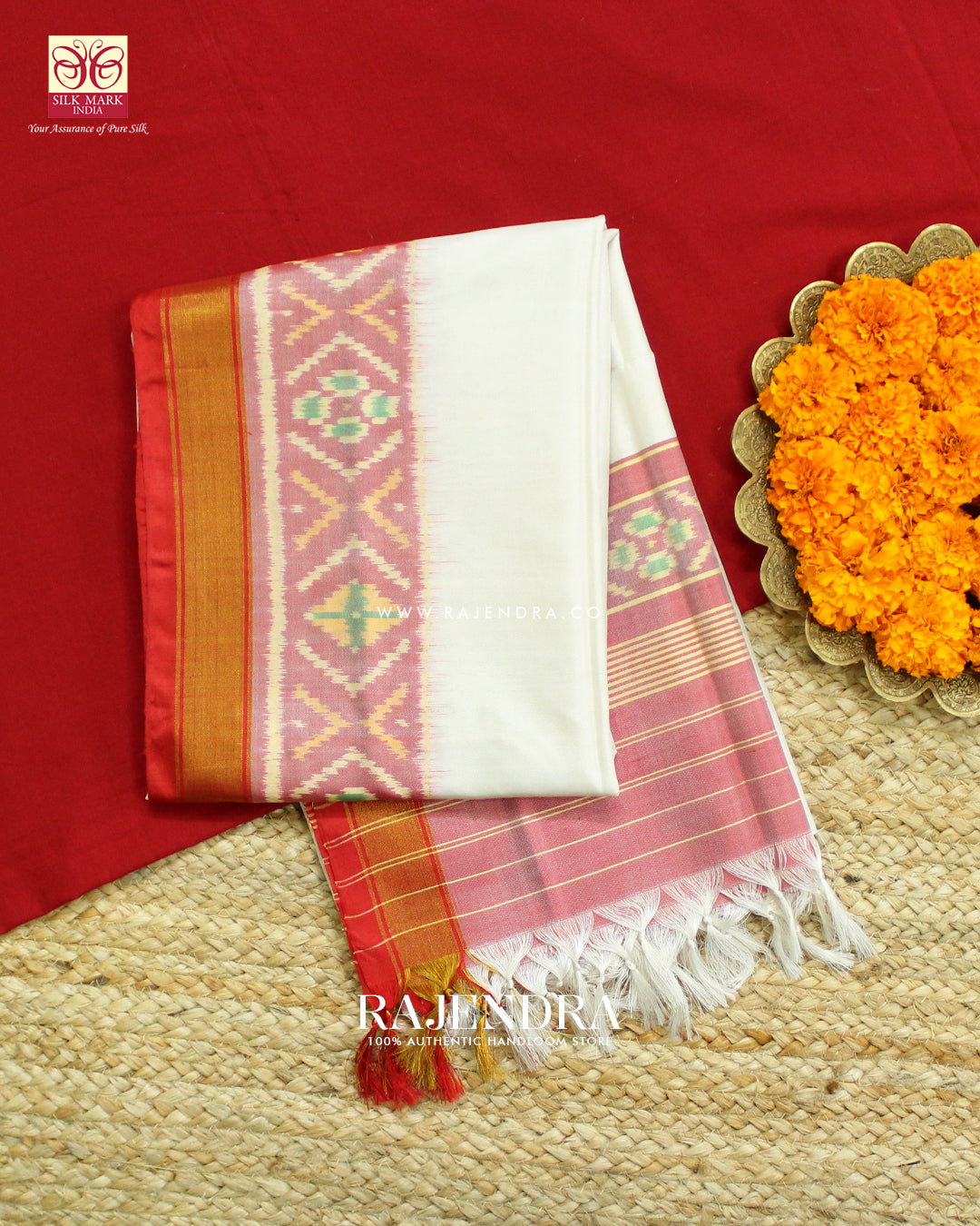 Exclusive Gala Border Red and White Rajkot Patola Dupatta