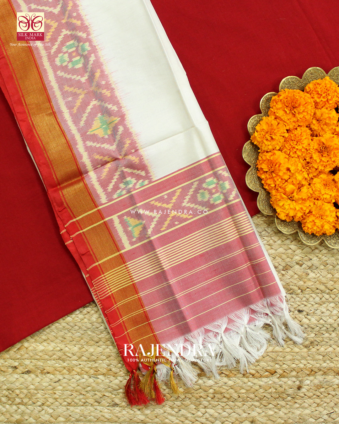 Exclusive Gala Border Red and White Rajkot Patola Dupatta