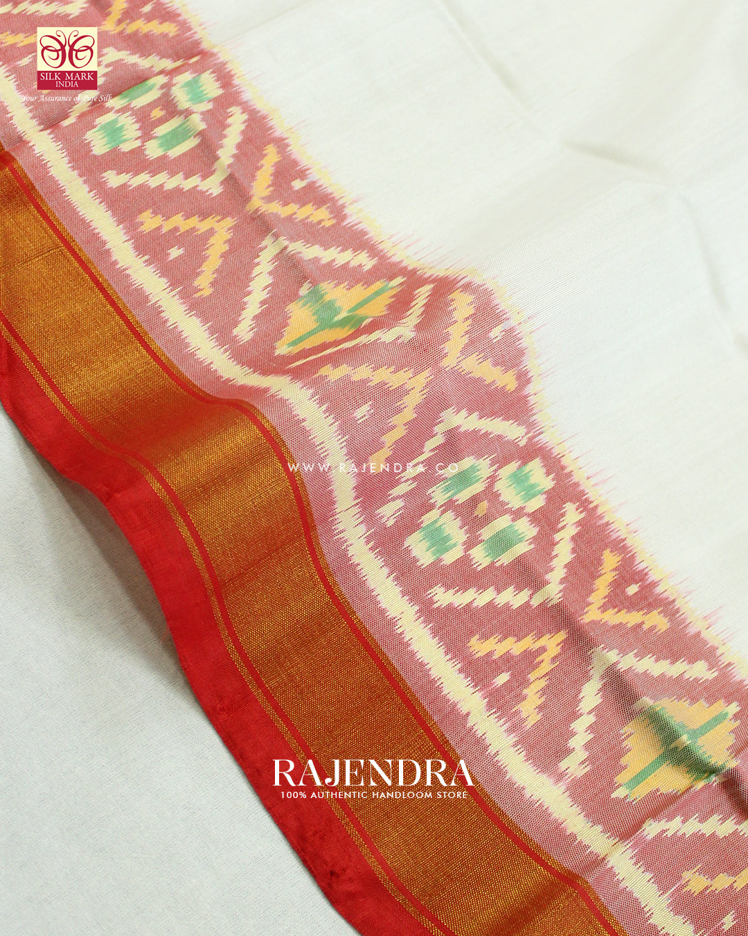 Exclusive Gala Border Red and White Rajkot Patola Dupatta