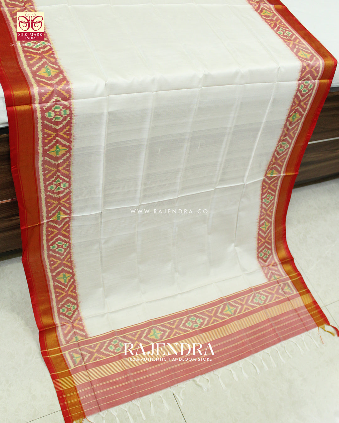 Exclusive Gala Border Red and White Rajkot Patola Dupatta
