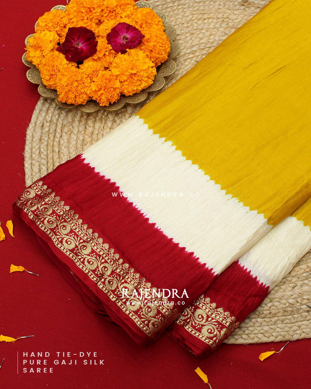Exclusive Hand Tie-Dye Multicolor Pure Gaji Silk Saree