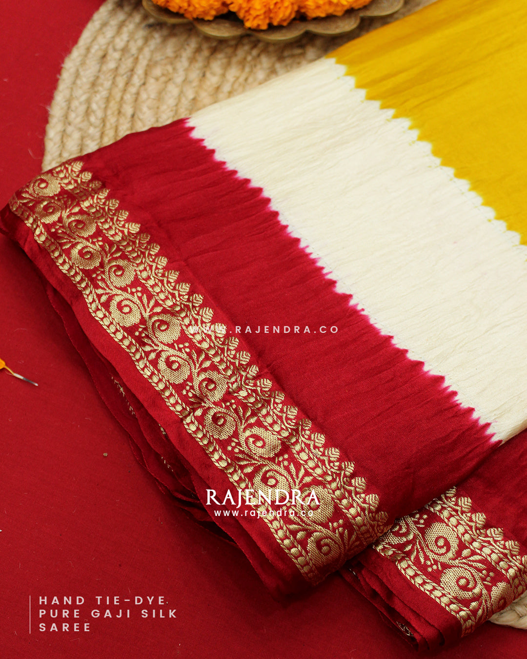 Exclusive Hand Tie-Dye Multicolor Pure Gaji Silk Saree