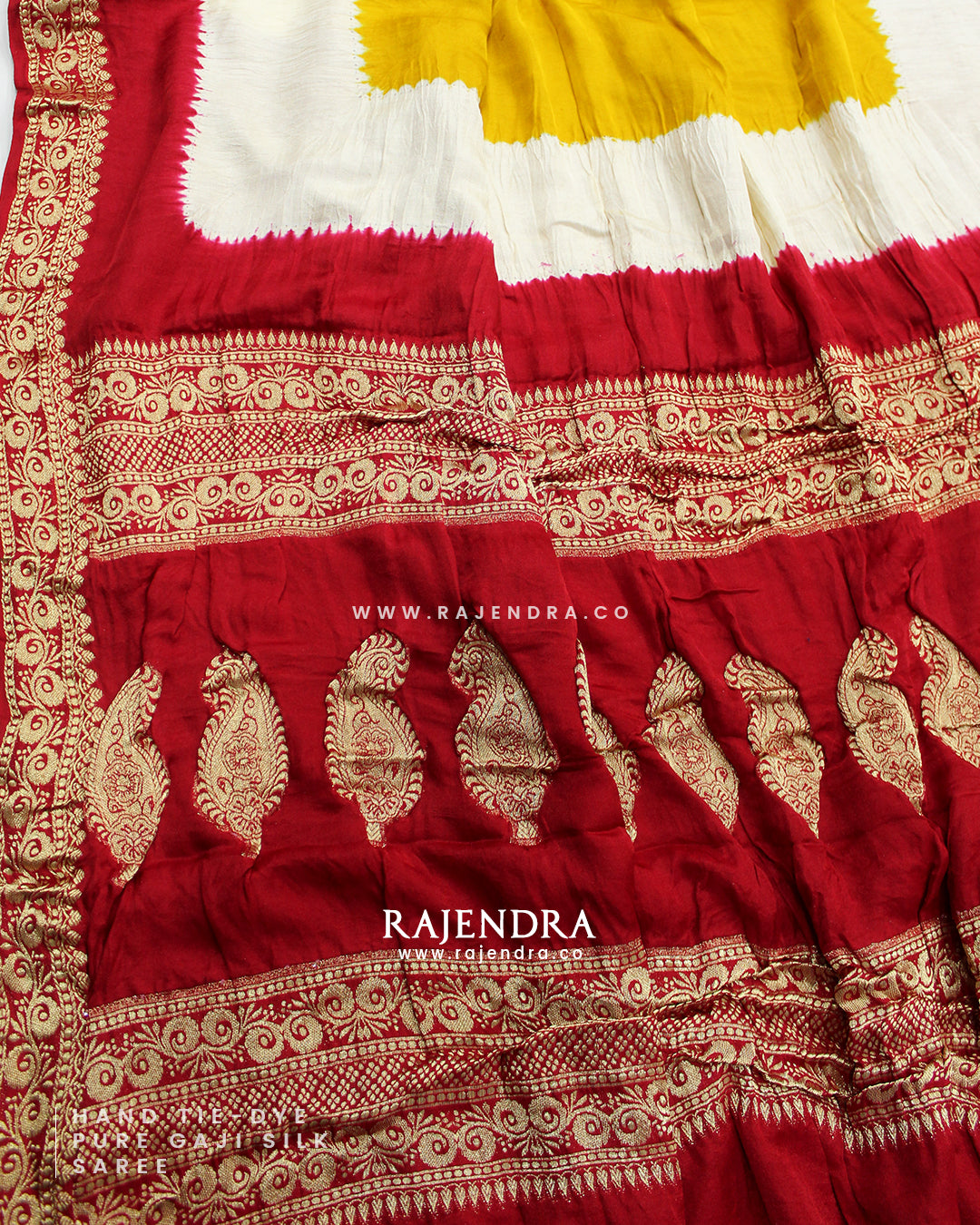 Exclusive Hand Tie-Dye Multicolor Pure Gaji Silk Saree