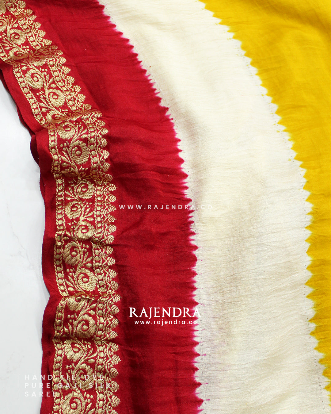 Exclusive Hand Tie-Dye Multicolor Pure Gaji Silk Saree