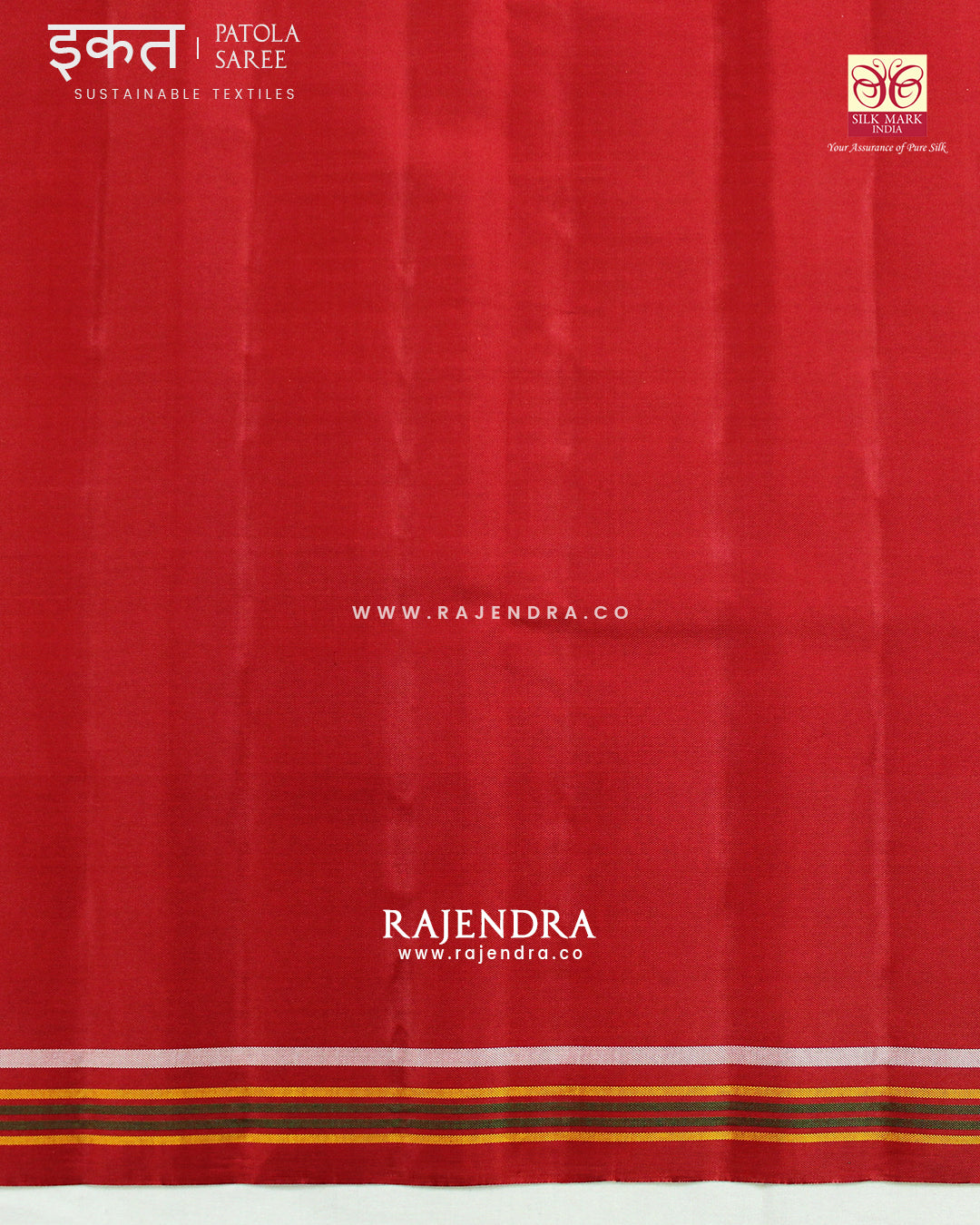 Traditional Navratna Design Red and Yellow Semi Double Ikat Rajkot Patola Saree
