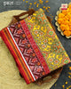 Traditional Navratna Design Red and Yellow Semi Double Ikat Rajkot Patola Saree