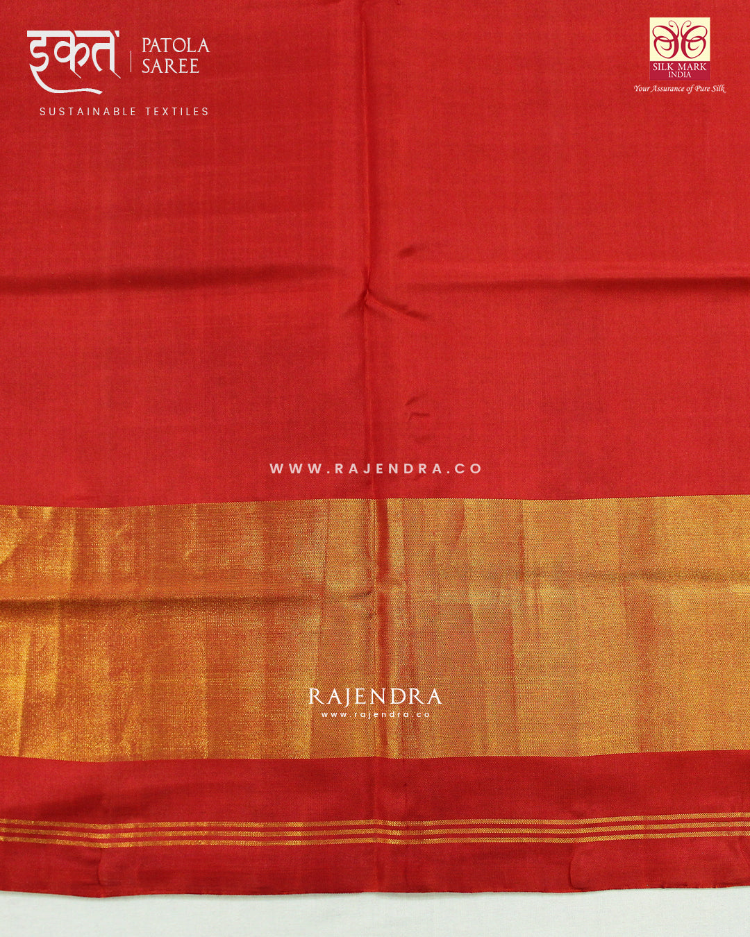Traditional Navratna Design Red and Yellow Single Ikat Rajkot Patola Saree