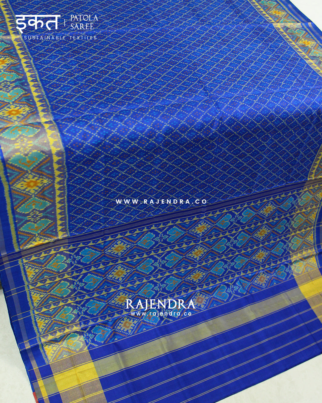 Traditional Sakali Design Blue Single Ikat Rajkot Patola Saree