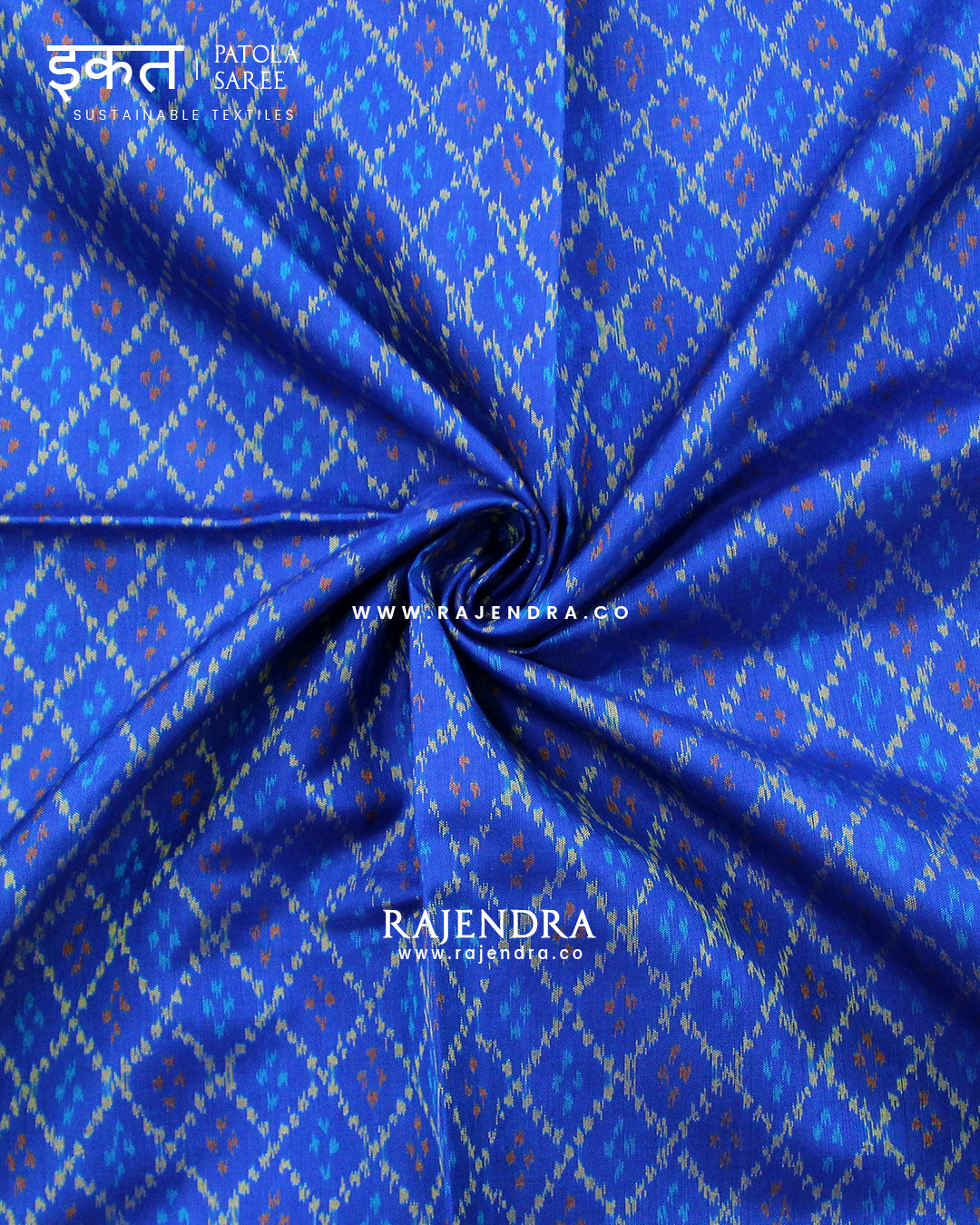 Traditional Sakali Design Blue Single Ikat Rajkot Patola Saree