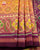 Traditional Sakali Bhat Peach and Brinjal Single Ikat Rajkot Patola Saree