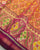 Traditional Sakali Bhat Peach and Brinjal Single Ikat Rajkot Patola Saree