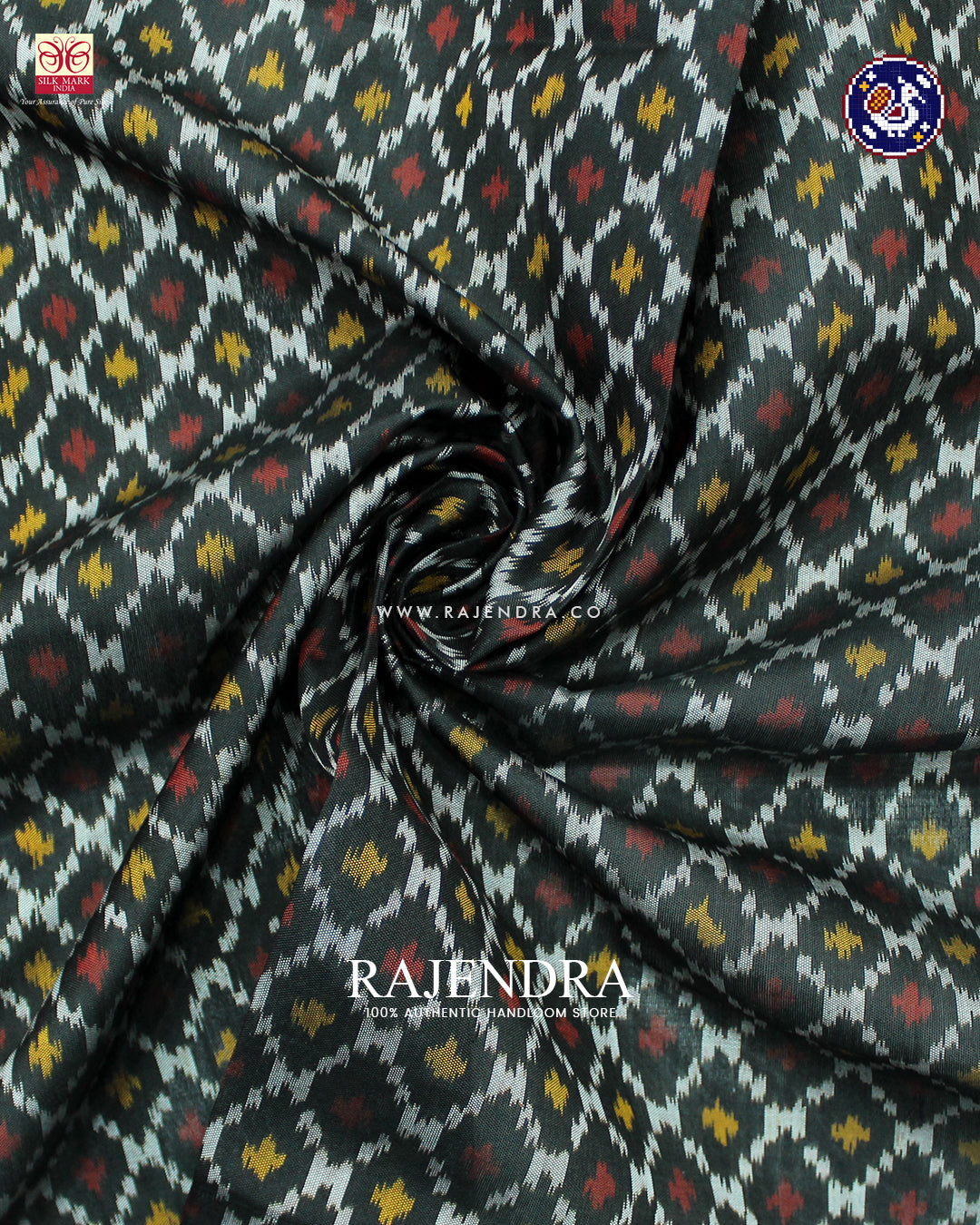 Traditional Sakali Design Black Rajkot Patola Dupatta