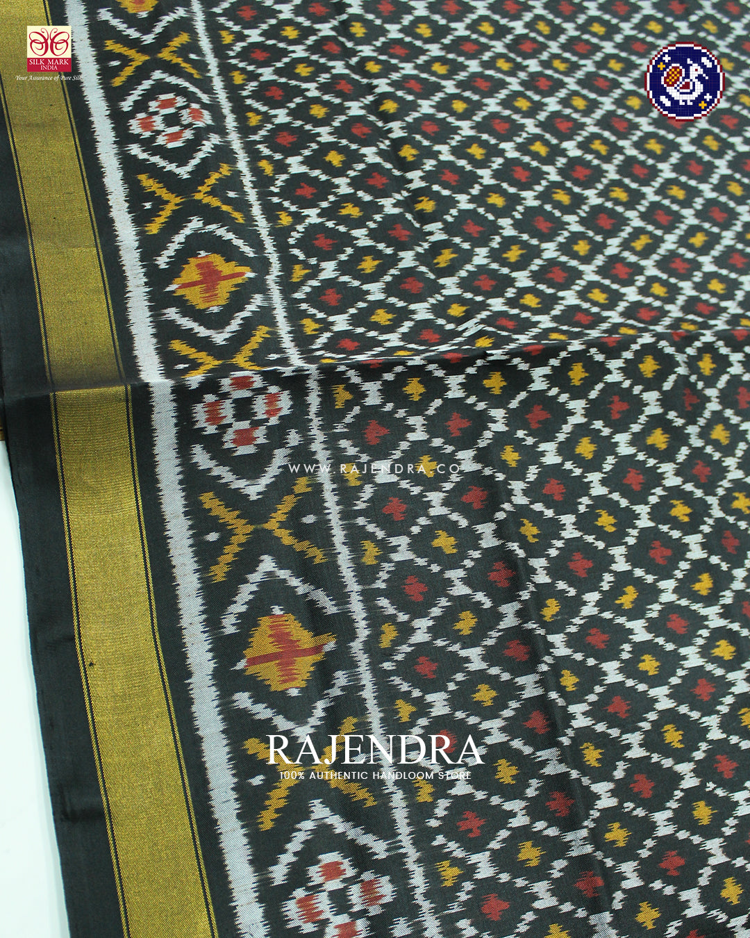 Traditional Sakali Design Black Rajkot Patola Dupatta