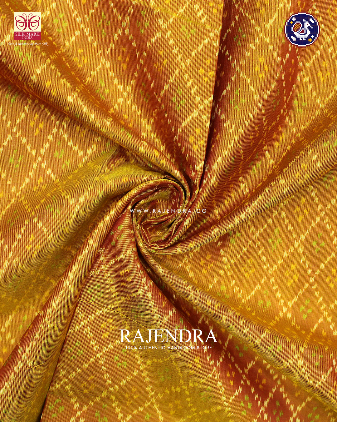 Traditional Sakali Design Green Mustard Rajkot Patola Saree