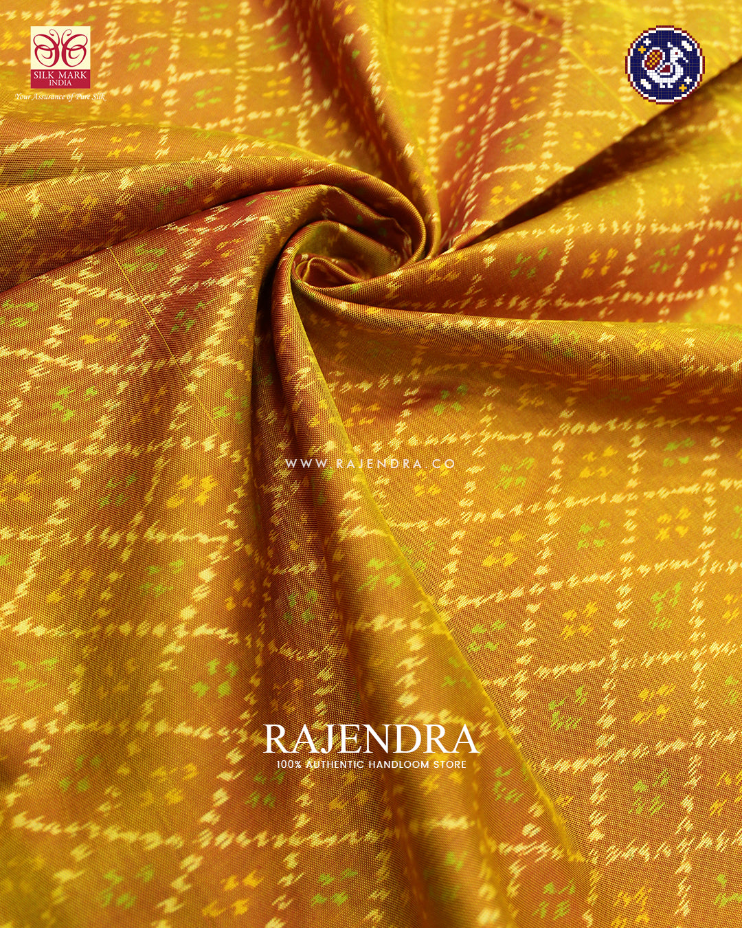 Traditional Sakali Design Green Mustard Rajkot Patola Saree