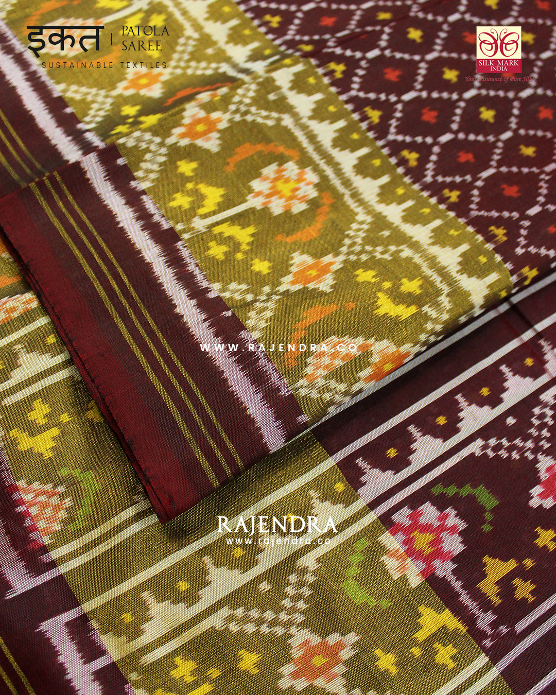 Traditional Sakali Design Maroon Single Ikat Rajkot Patola Saree