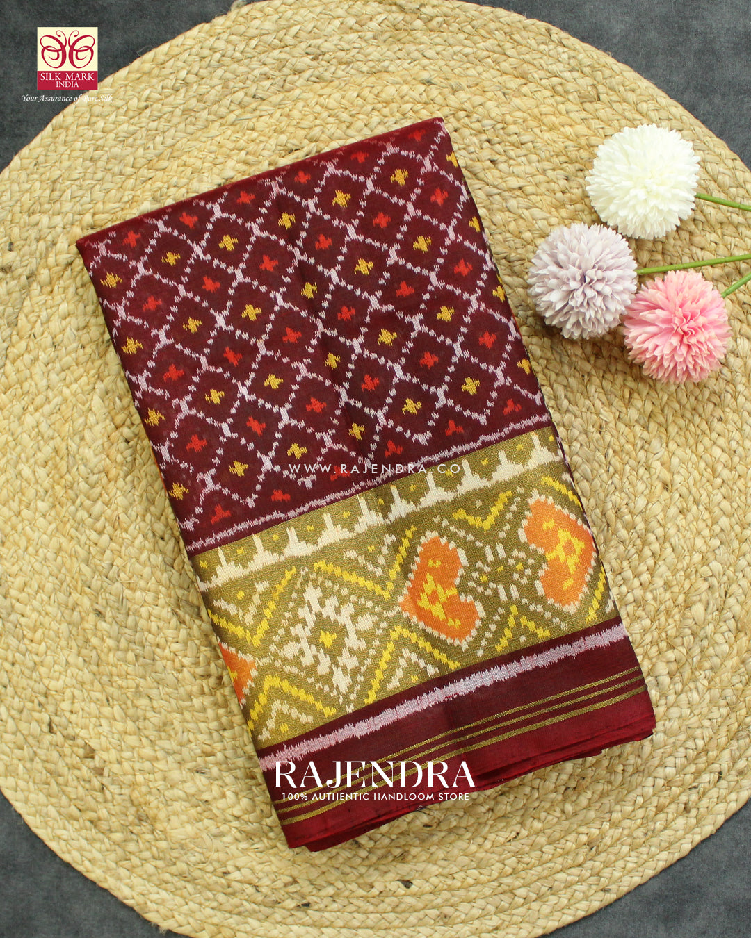 Traditional Sakali Design Maroon Single Ikat Rajkot Patola Saree