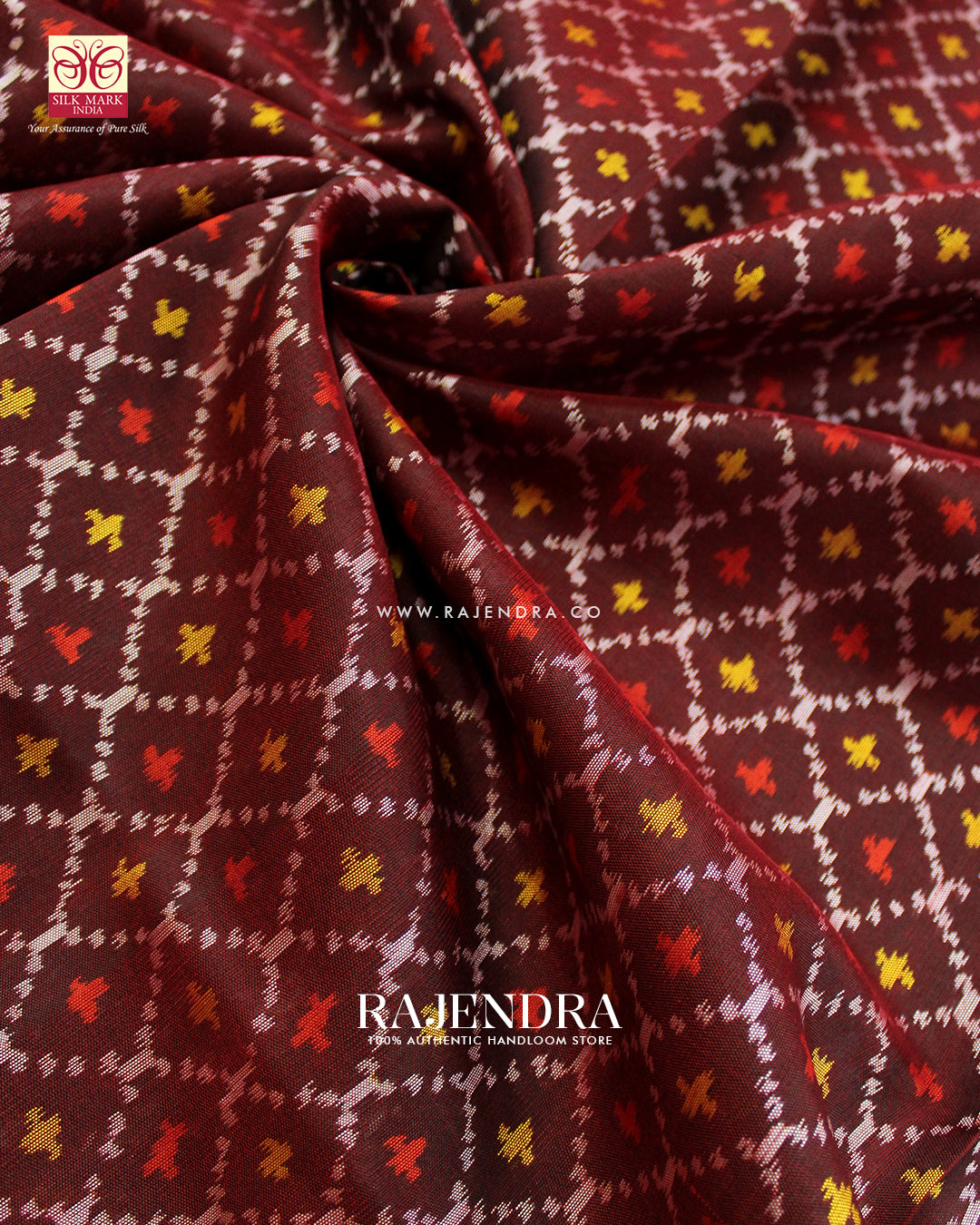 Traditional Sakali Design Maroon Single Ikat Rajkot Patola Saree