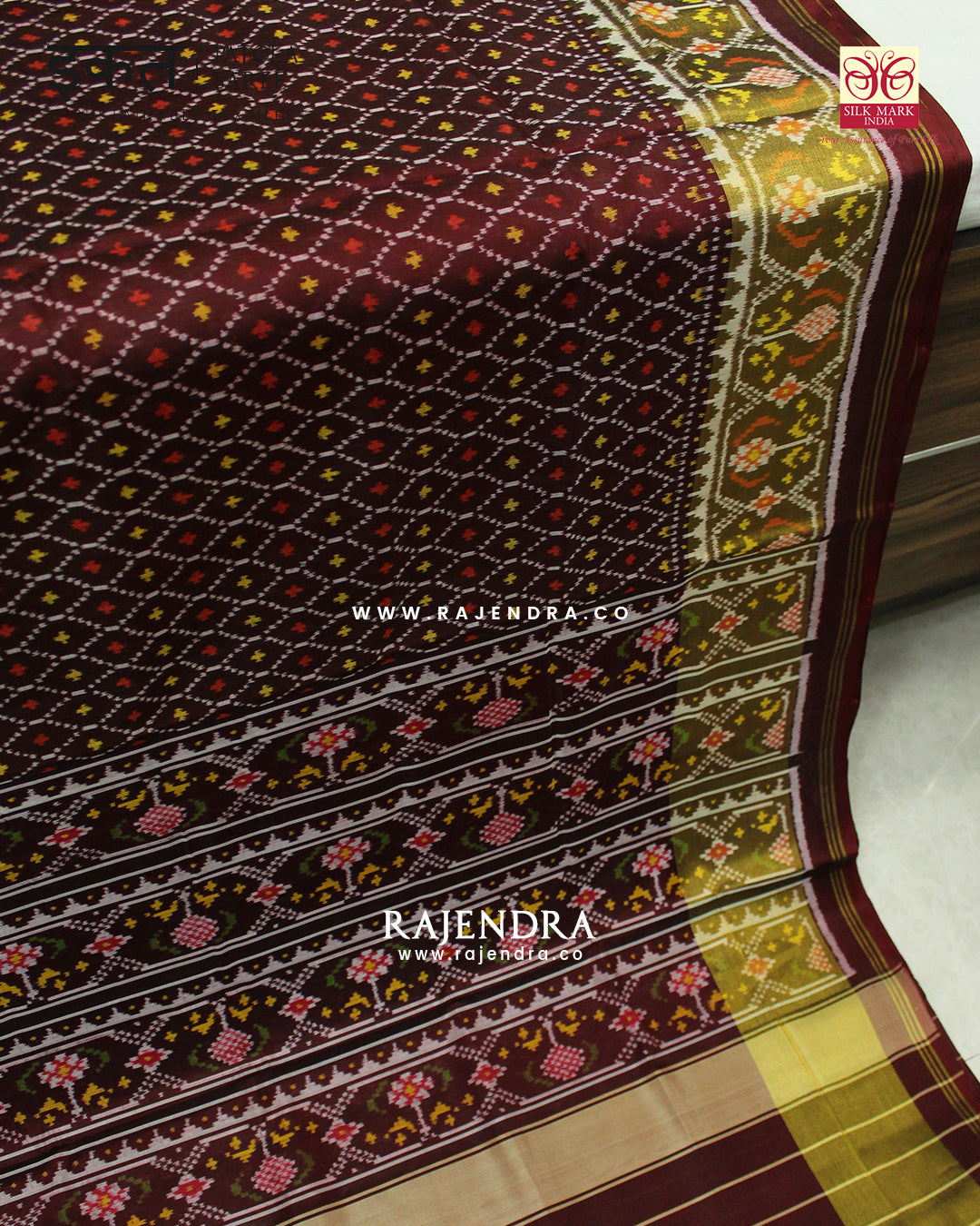Traditional Sakali Design Maroon Single Ikat Rajkot Patola Saree