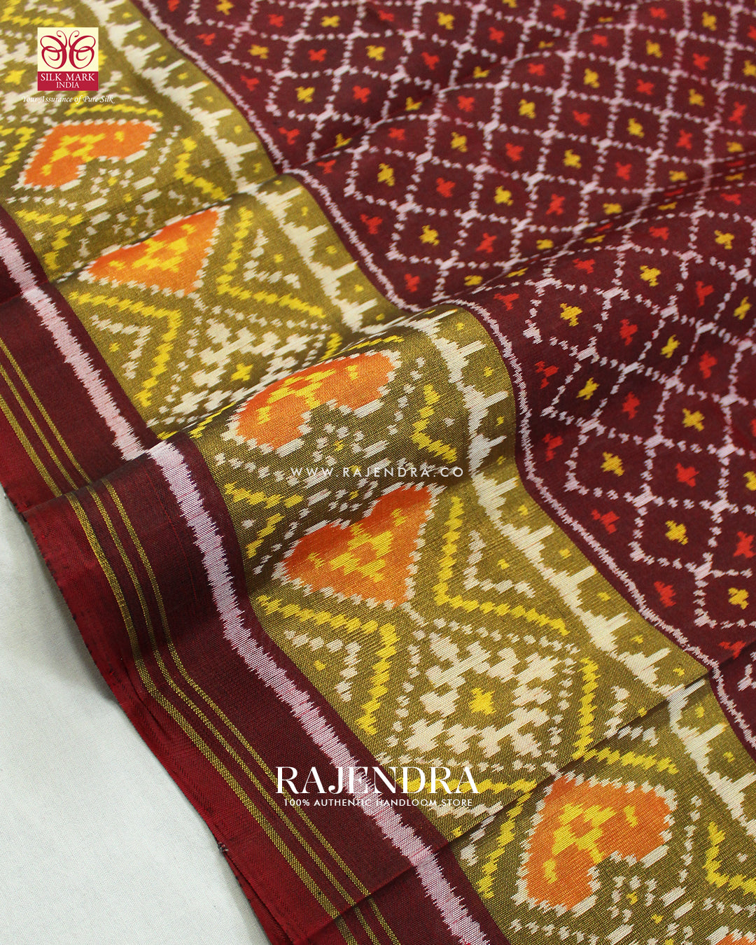 Traditional Sakali Design Maroon Single Ikat Rajkot Patola Saree
