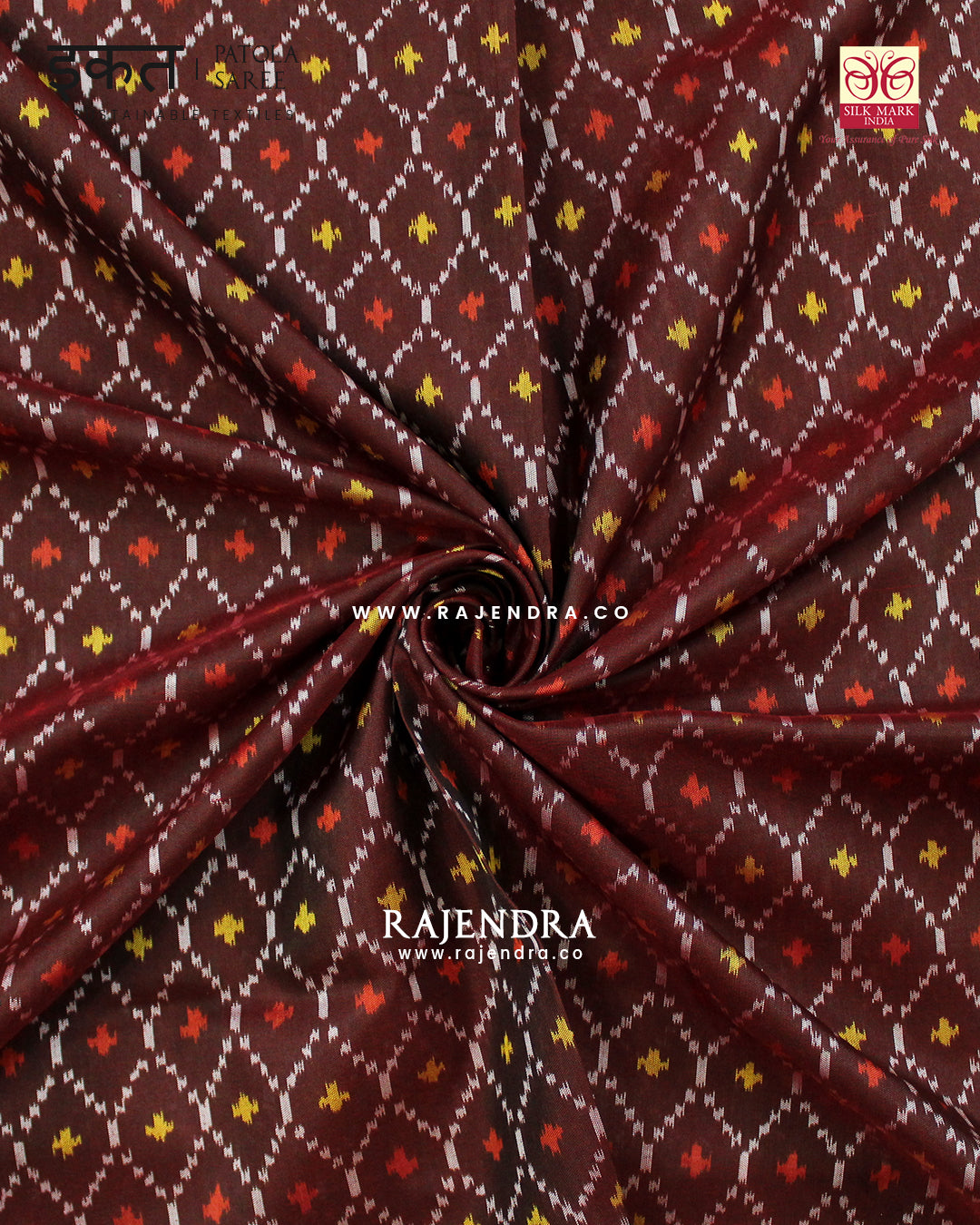 Traditional Sakali Design Maroon Single Ikat Rajkot Patola Saree