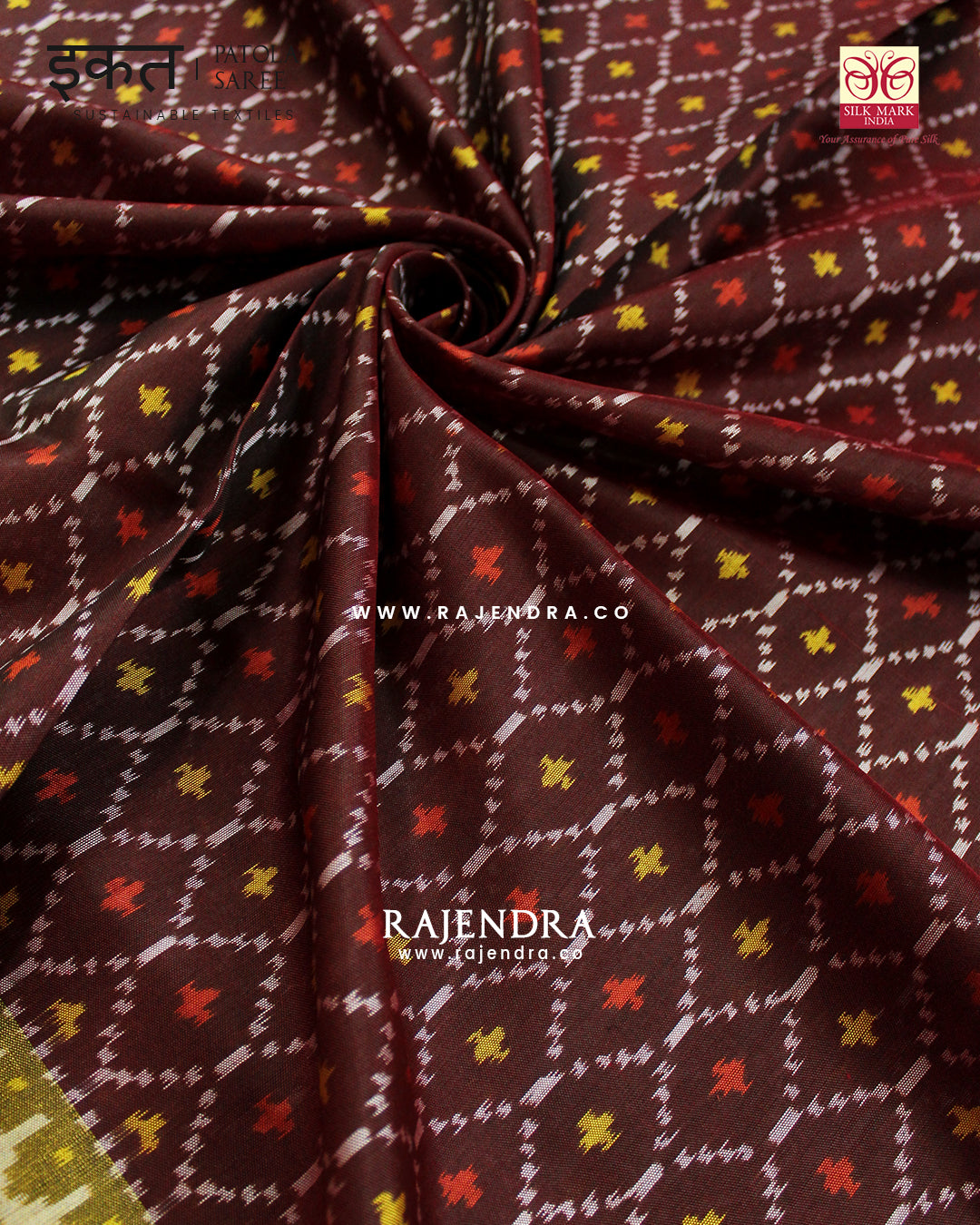 Traditional Sakali Design Maroon Single Ikat Rajkot Patola Saree